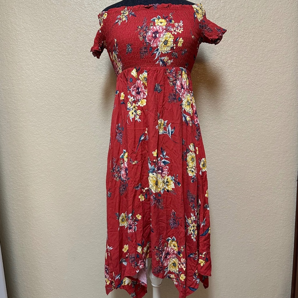 Nevena Rae Floral Smocked Hawaiian Dress Size Small Multi Length NWOT Rayon